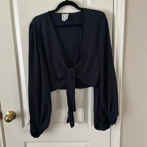 Blue Rain Beachy Tie Front Top